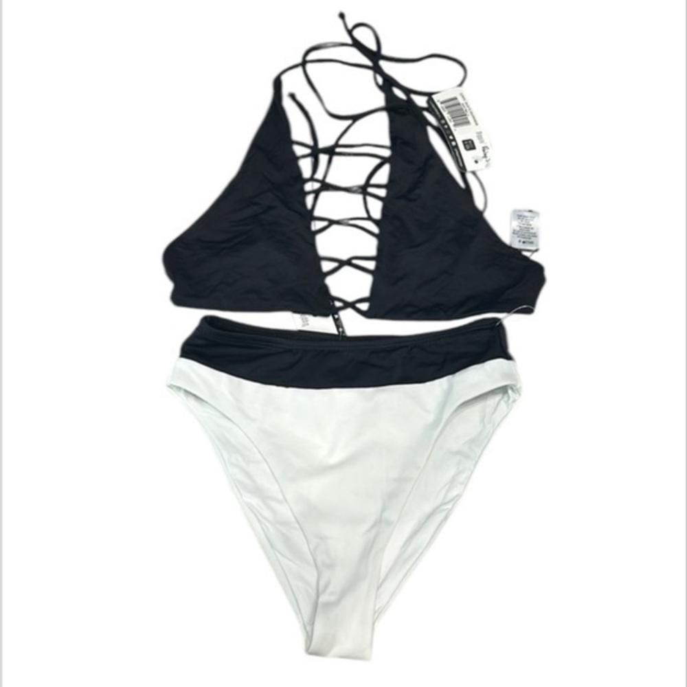 Dippin' Daisy's white and black two piece bikini set size XS s